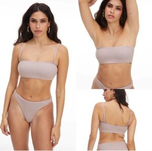 Good American Sparkle Rib Swim Better Band Top Lilac Women's XXL